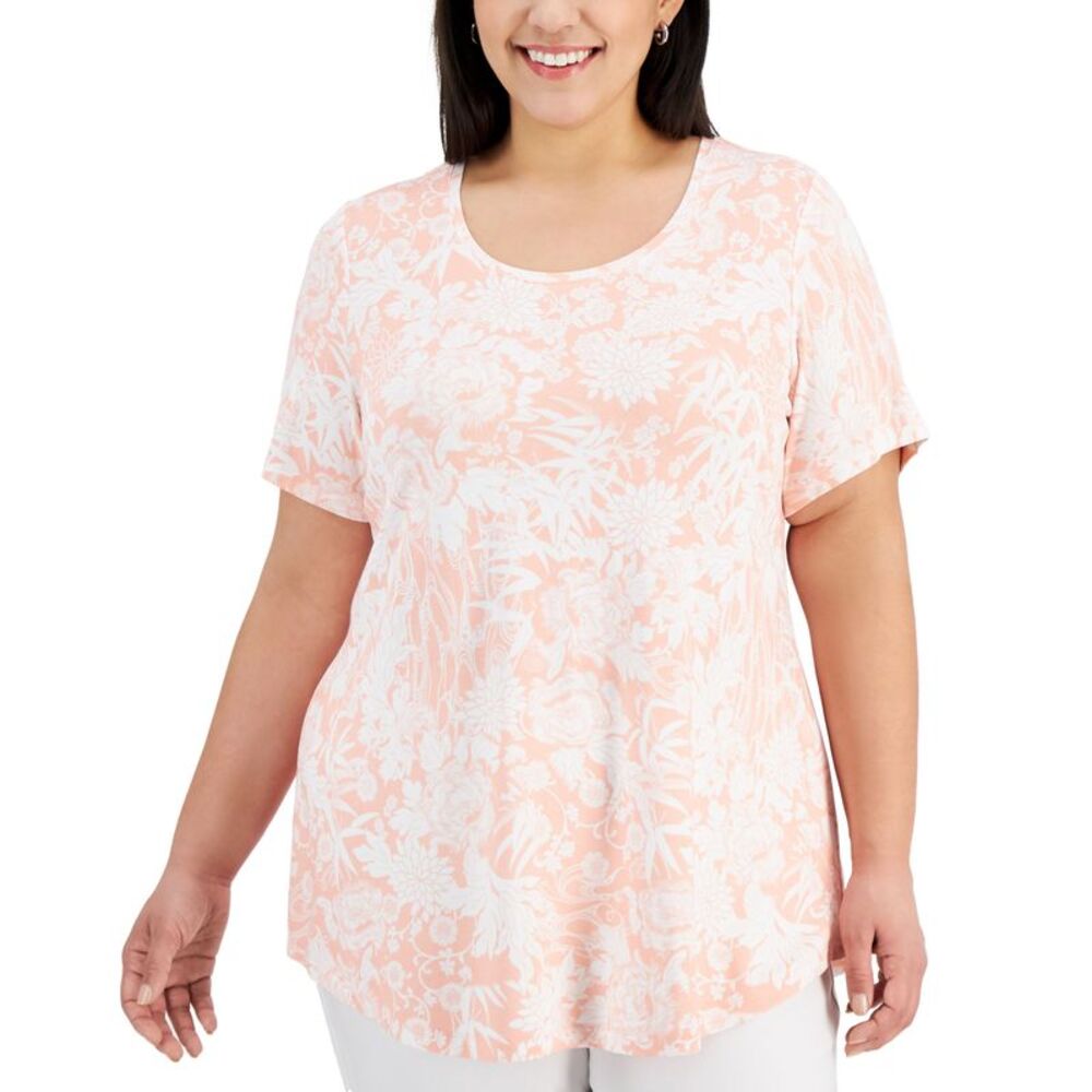 JM Collection Plus Size Printed Short Sleeve Top
